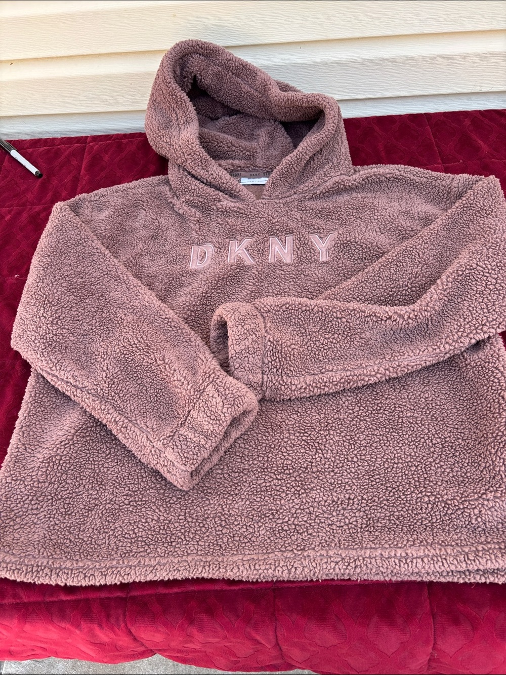 DKNY Mauve Pink Teddy Sherpa Hoodie for Kids